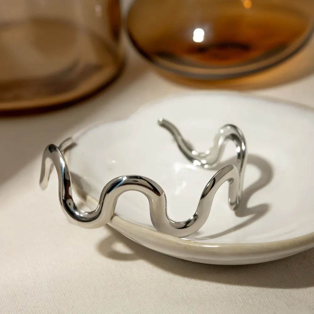 Stainless Steel Wave Shape Bracelet - ELY VESSA LLC