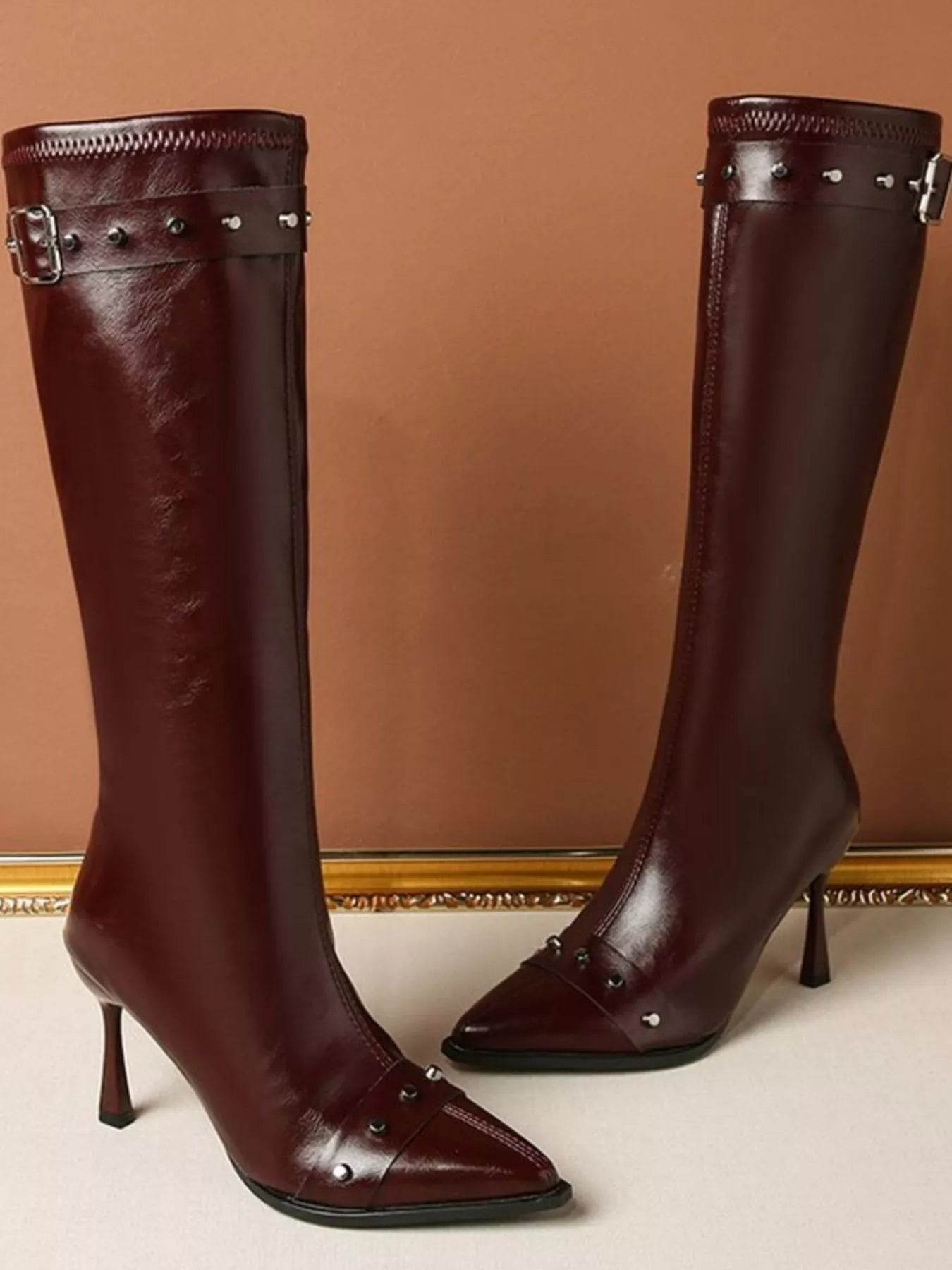 Point Toe High Heel Boots - ELY VESSA LLC