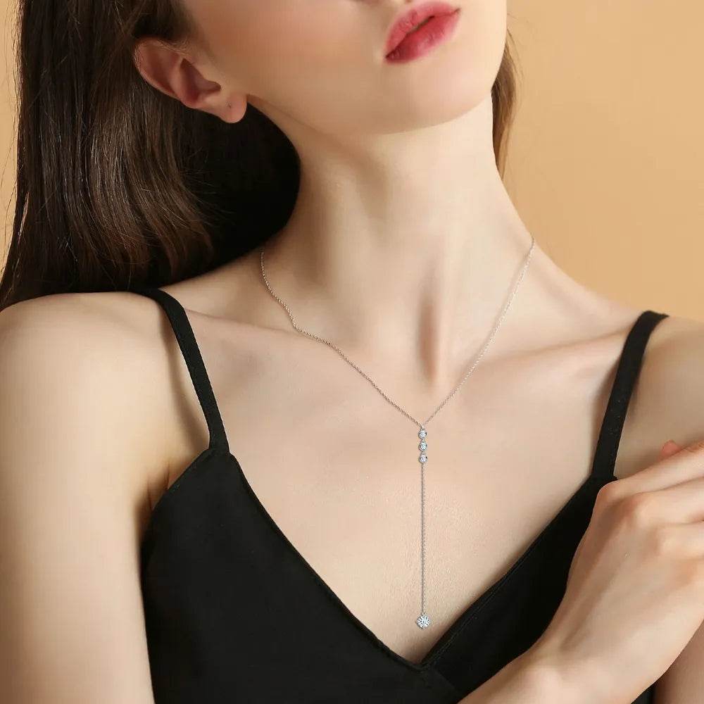 1.3 Carat Moissanite 925 Sterling Silver Drop Necklace - ELY VESSA LLC