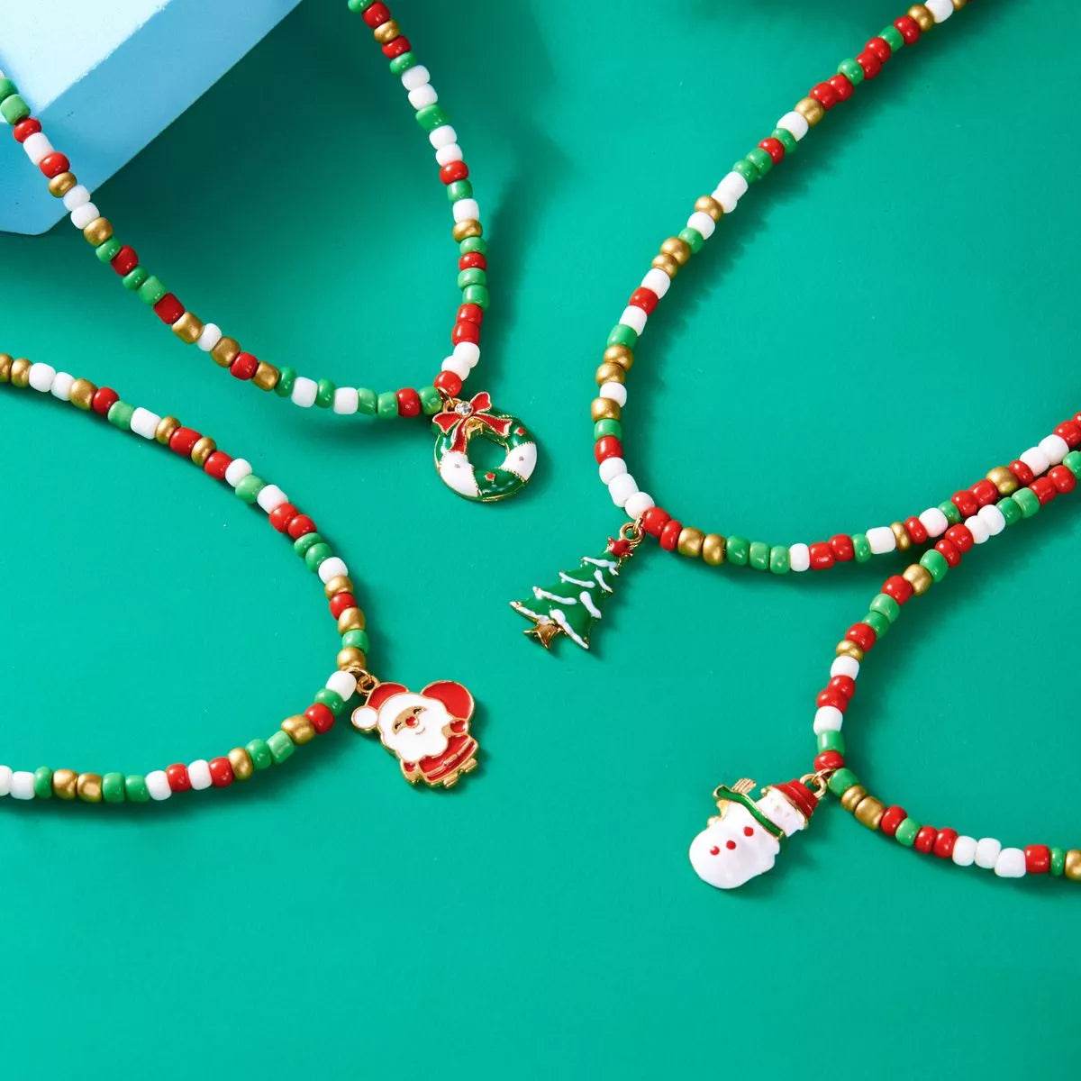 Christmas Themed Beaded Pendant Necklace - ELY VESSA LLC