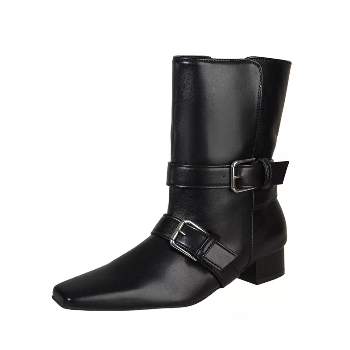 Square Toe Block Heels Boots - ELY VESSA LLC