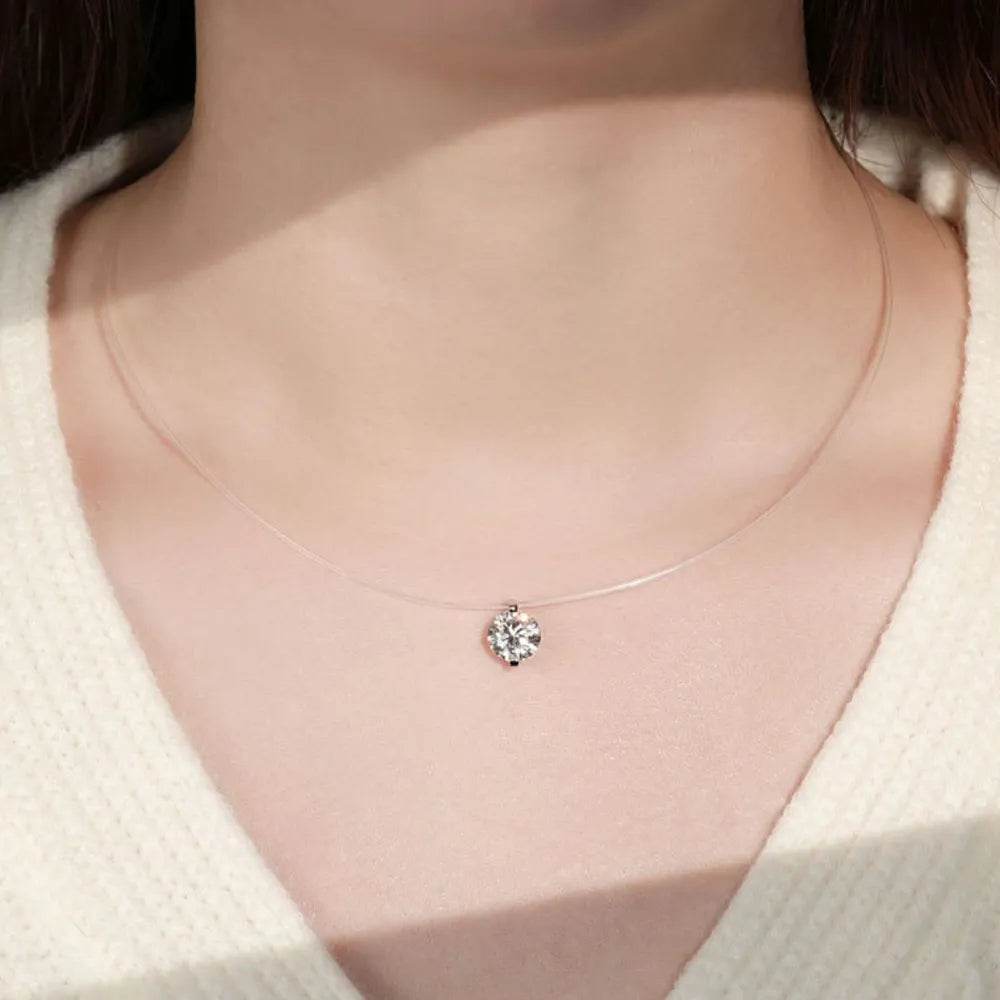 1 Carat Moissanite 925 Sterling Silver Necklace - ELY VESSA LLC