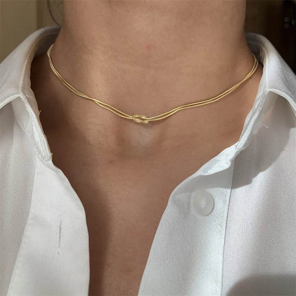 Titanium Steel Knotted Necklace - ELY VESSA LLC