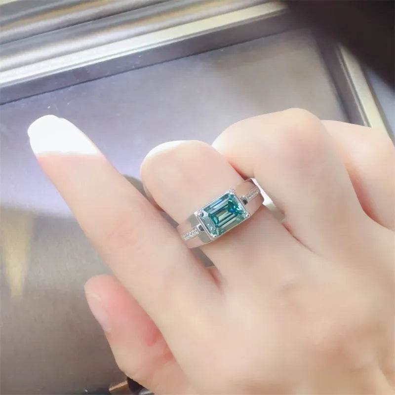 3 Carat 925 Sterling Silver Moissanite Rectangle Shape Ring - ELY VESSA LLC