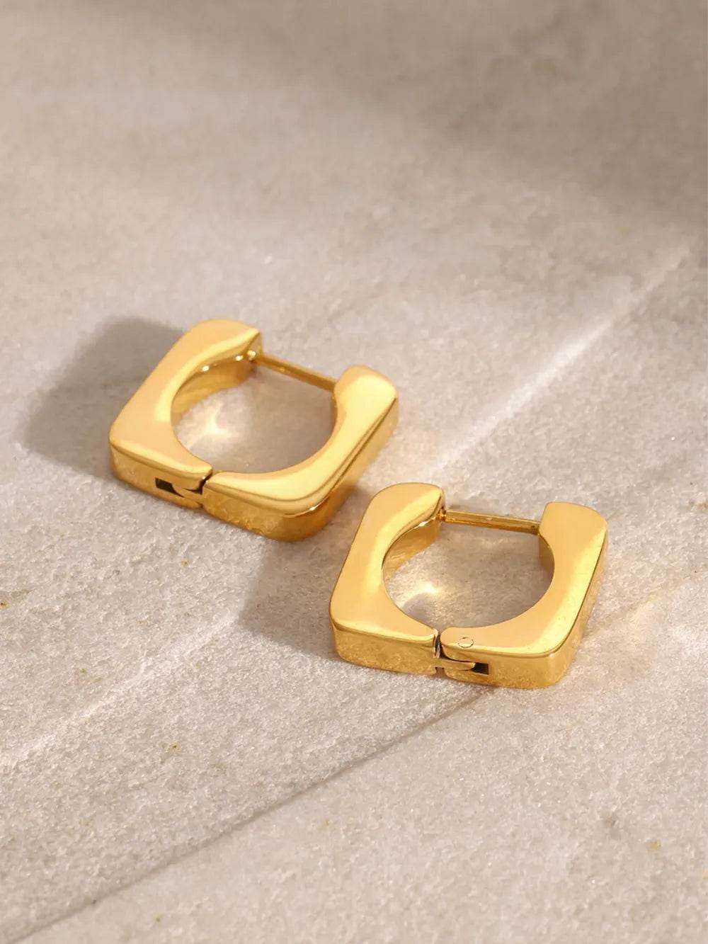 18K Gold-Plated Stainless Steel Square Earrings - ELY VESSA LLC