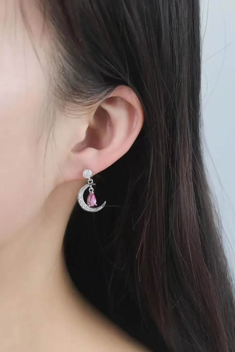 1 Carat Moissanite 925 Sterling Silver Moon & Star Earrings - ELY VESSA LLC