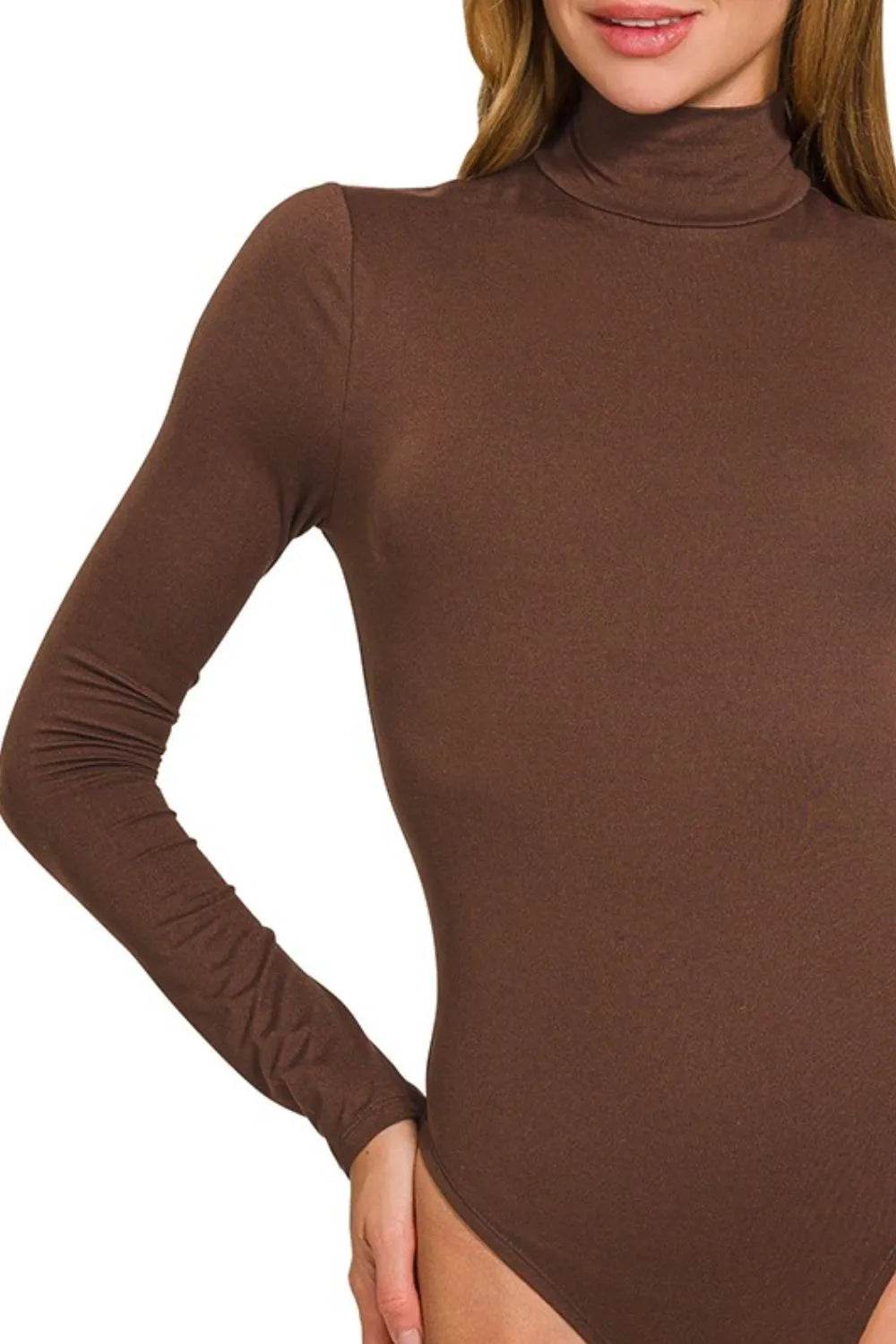 Zenana Mock Neck Long Sleeve Bodysuit - ELY VESSA LLC