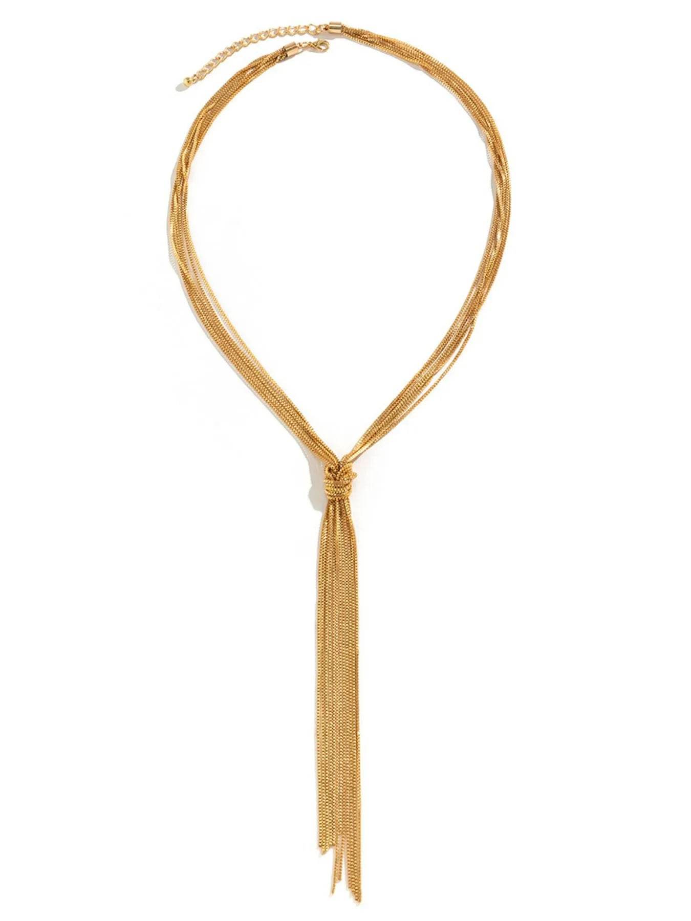 Twisted Knot ChainTassel Necklace - ELY VESSA LLC