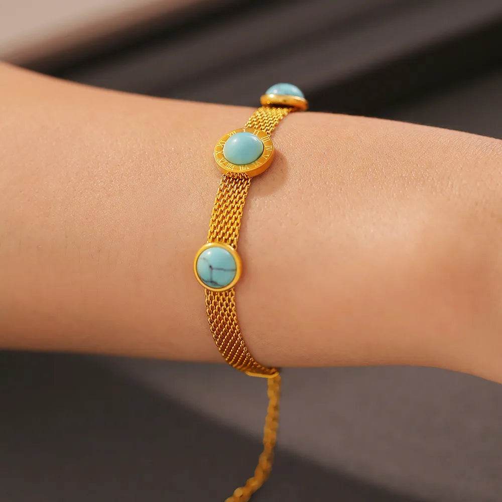 Turquoise Titanium Steel Bracelet - ELY VESSA LLC