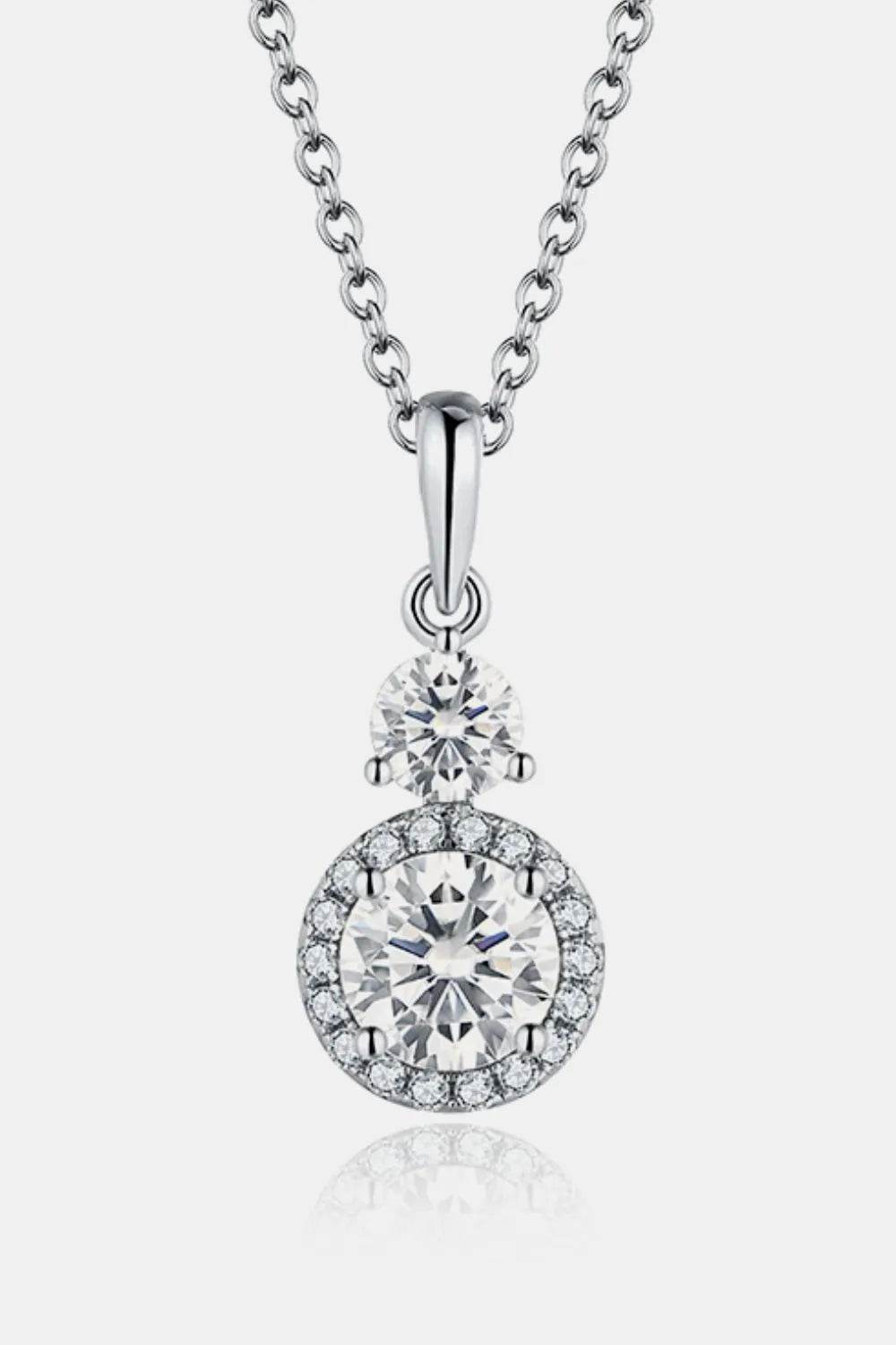 1 Carat Moissanite 925 Sterling Silver Pendant Necklace - ELY VESSA LLC