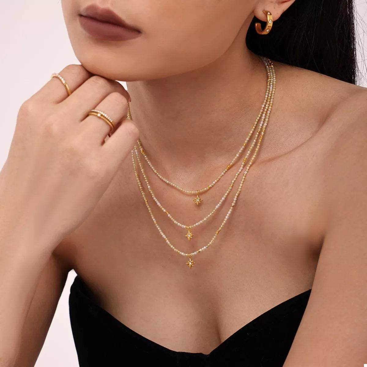 18K Gold-Plated Star Pendant Necklace with Zircon - ELY VESSA LLC