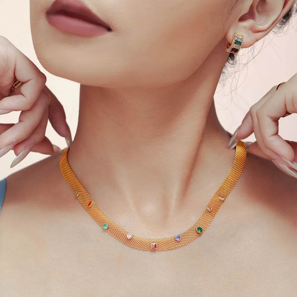 Titanium Steel Zircon Necklace - ELY VESSA LLC