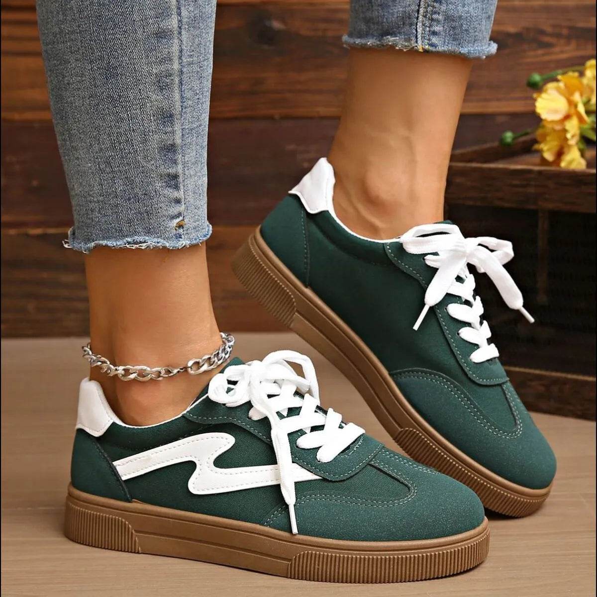 Round Toe Lace Up Sneakers - ELY VESSA LLC
