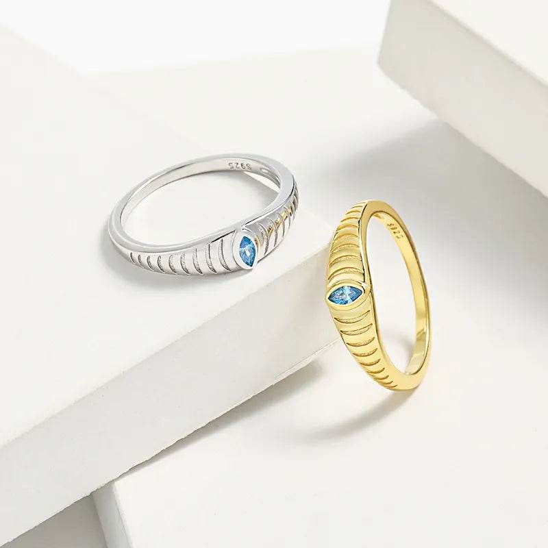 925 Sterling Silver Inlaid Zircon Ring - ELY VESSA LLC