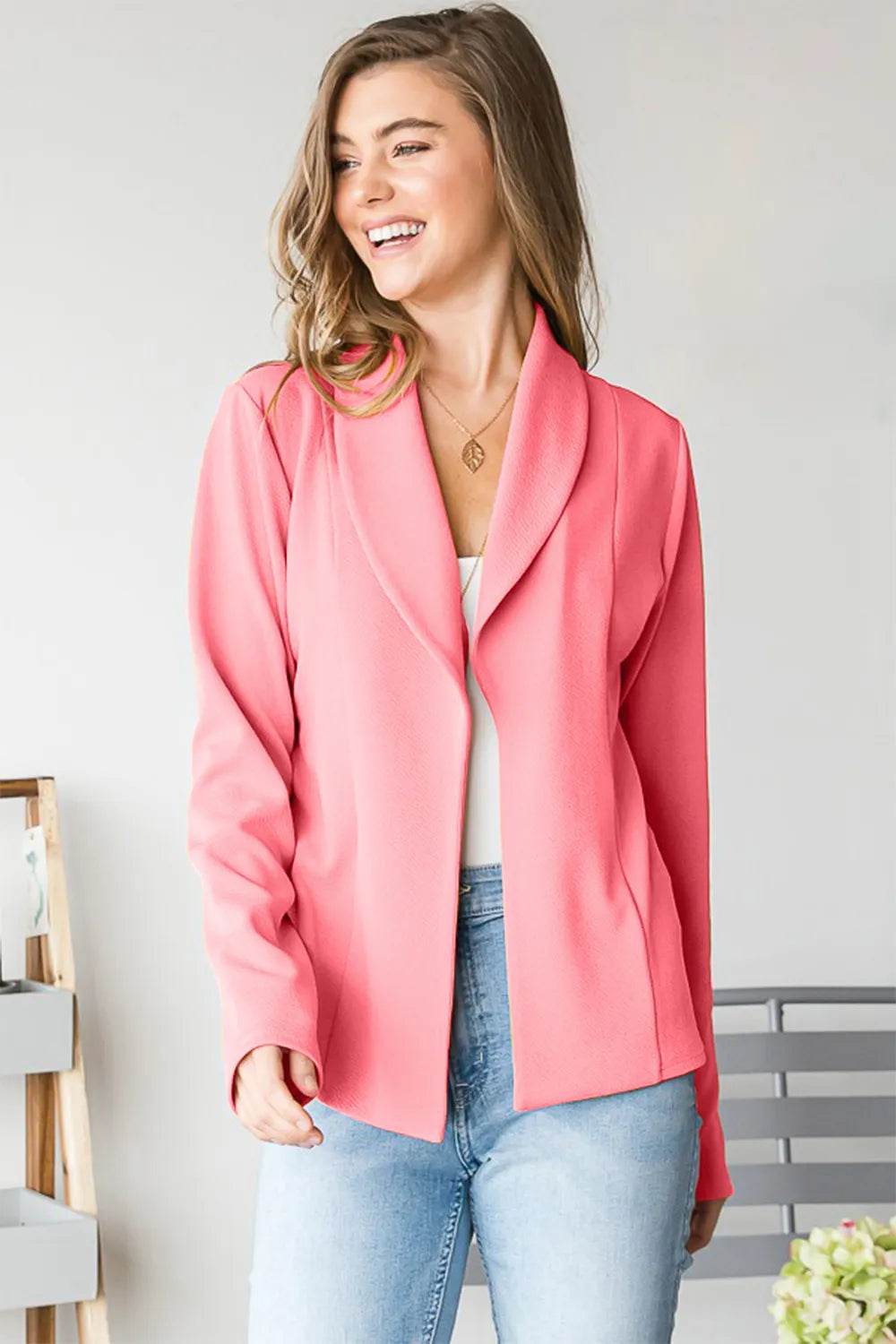 Heimish Open Front Long Sleeve Blazer - ELY VESSA LLC