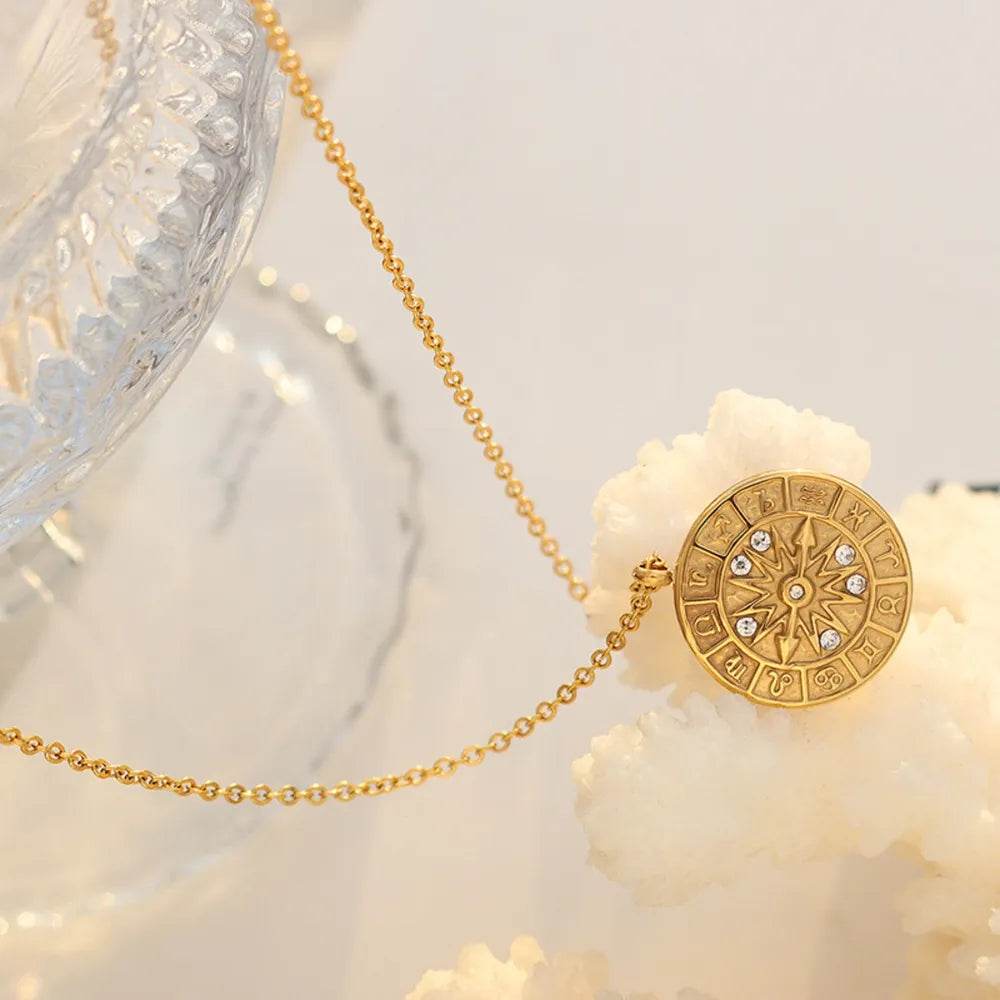 Zircon Titanium Steel Timepiece Shape Necklace - ELY VESSA LLC