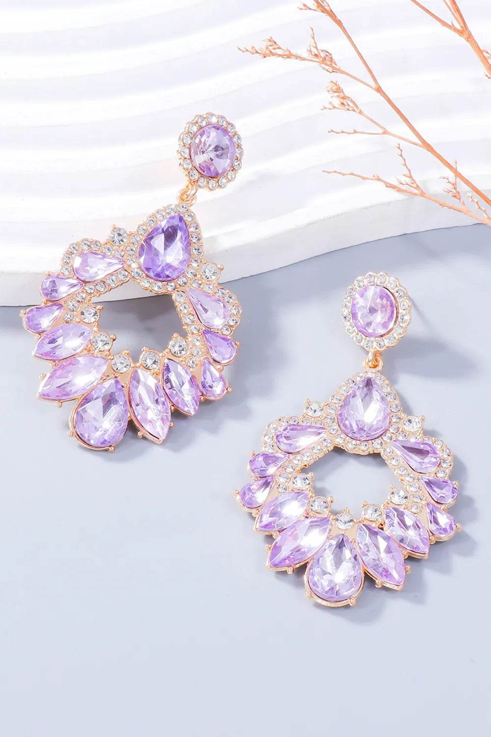 Alloy Rhinestone Dangle Earrings - ELY VESSA LLC