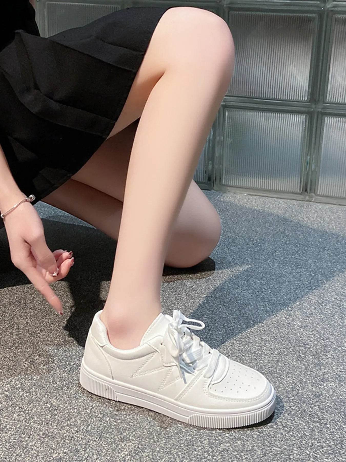 Lace Up Round Toe Sneakers - ELY VESSA LLC