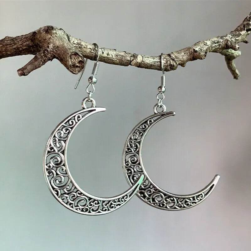 Alloy Cutout Moon Earrings - ELY VESSA LLC