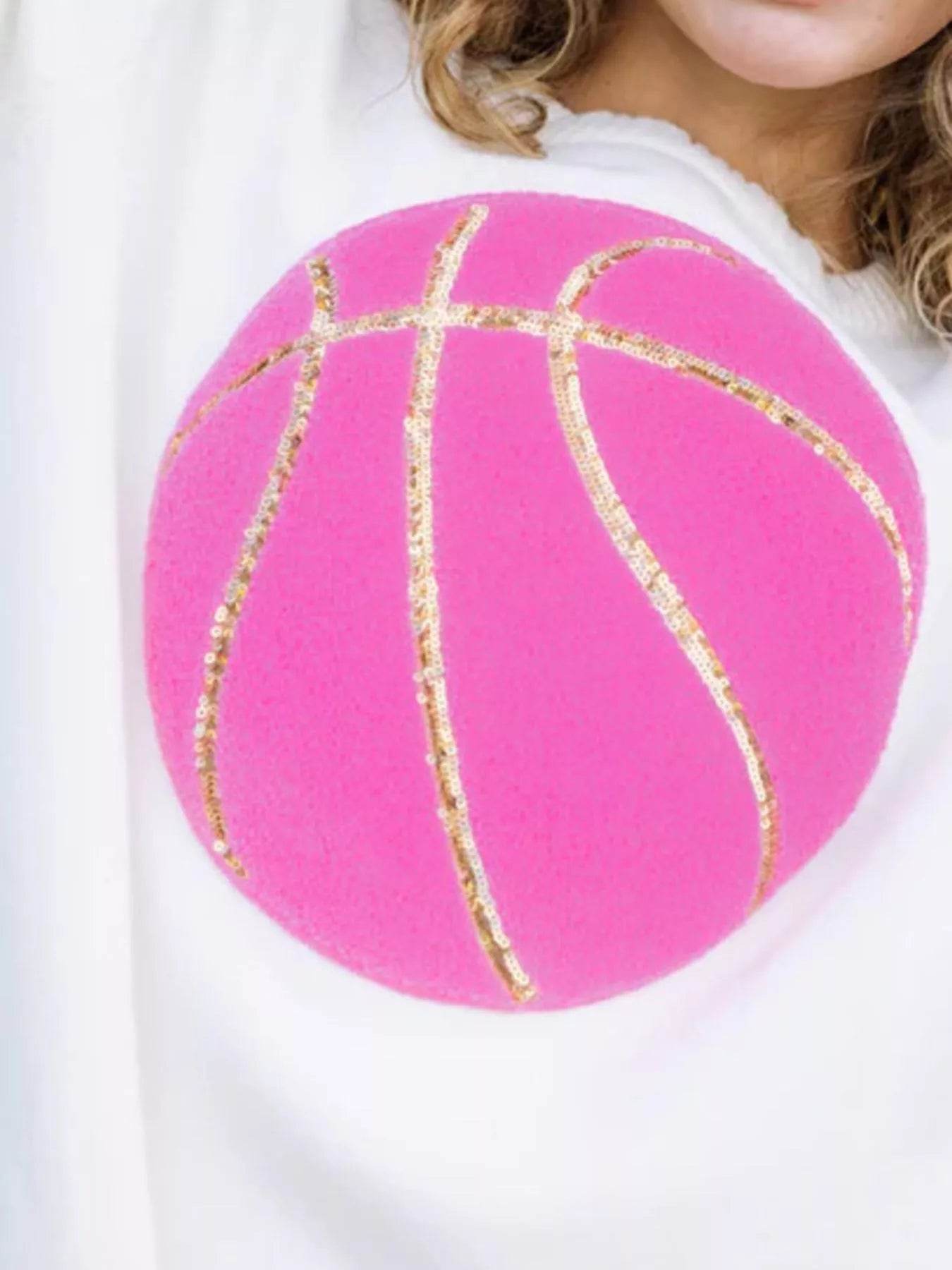 Basketball Round Neck Long Sleeve Sweatshirt - ELY VESSA LLC