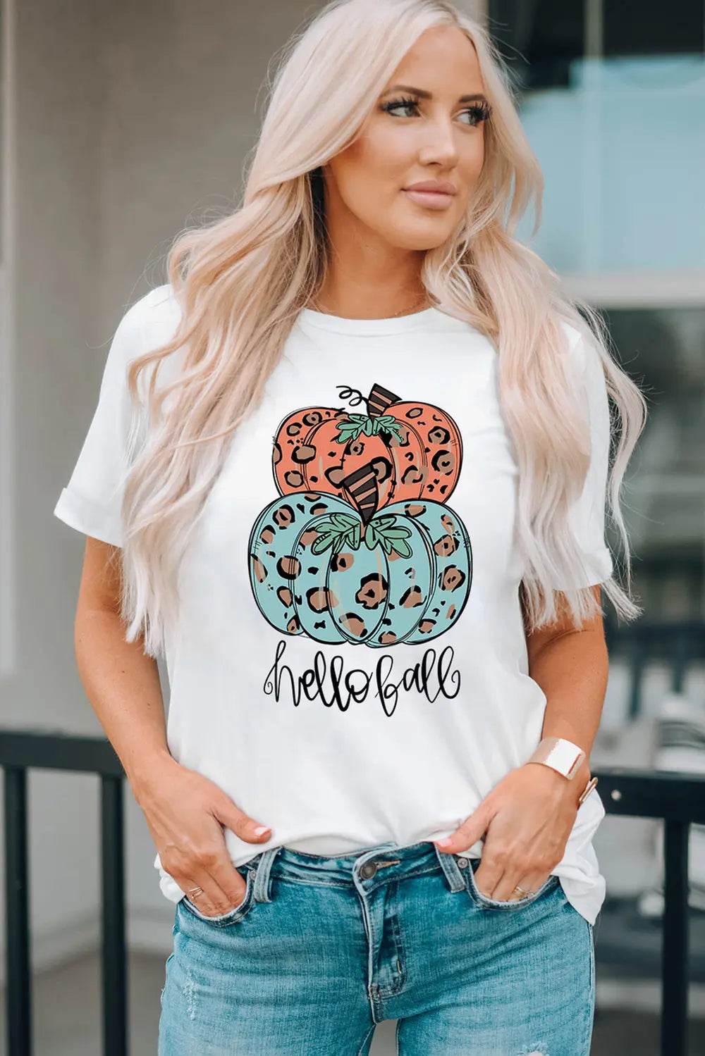 Pumpkin Graphic Short Sleeve T-Shirt - ELY VESSA LLC