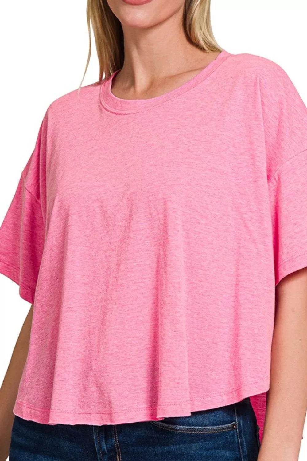Zenana Cotton Round Neck Short Sleeve T-Shirt - ELY VESSA LLC