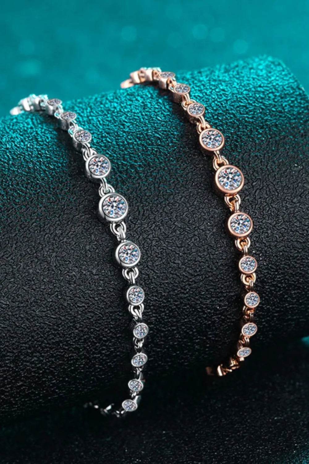 925 Sterling Silver Inlaid Moissanite Bracelet - ELY VESSA LLC
