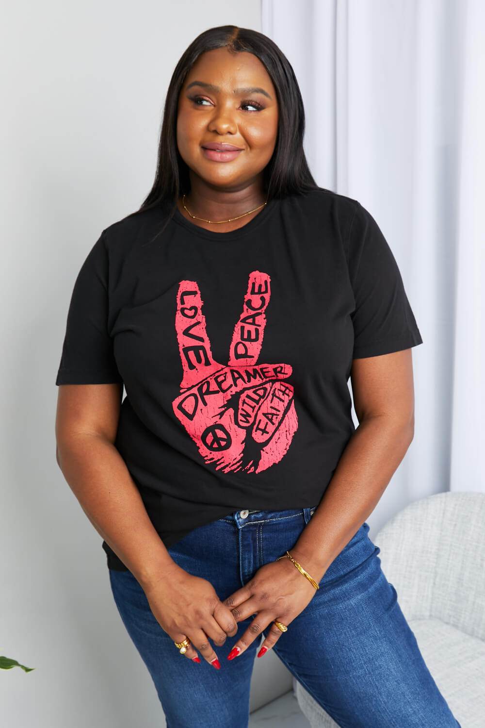 mineB Full Size Graphic Tunic T-Shirt - ELY VESSA LLC
