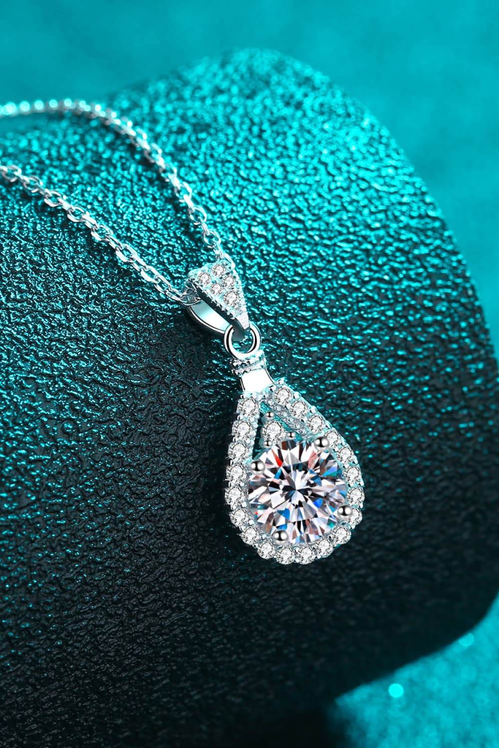 2 Carat Moissanite Teardrop Pendant 925 Sterling Silver Necklace - ELY VESSA LLC