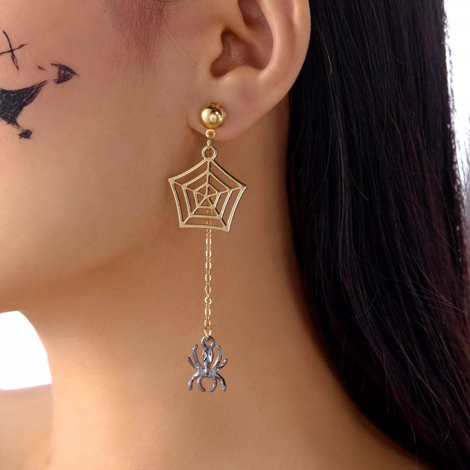 18K Gold-Plated Spider Drop Earrings - ELY VESSA LLC