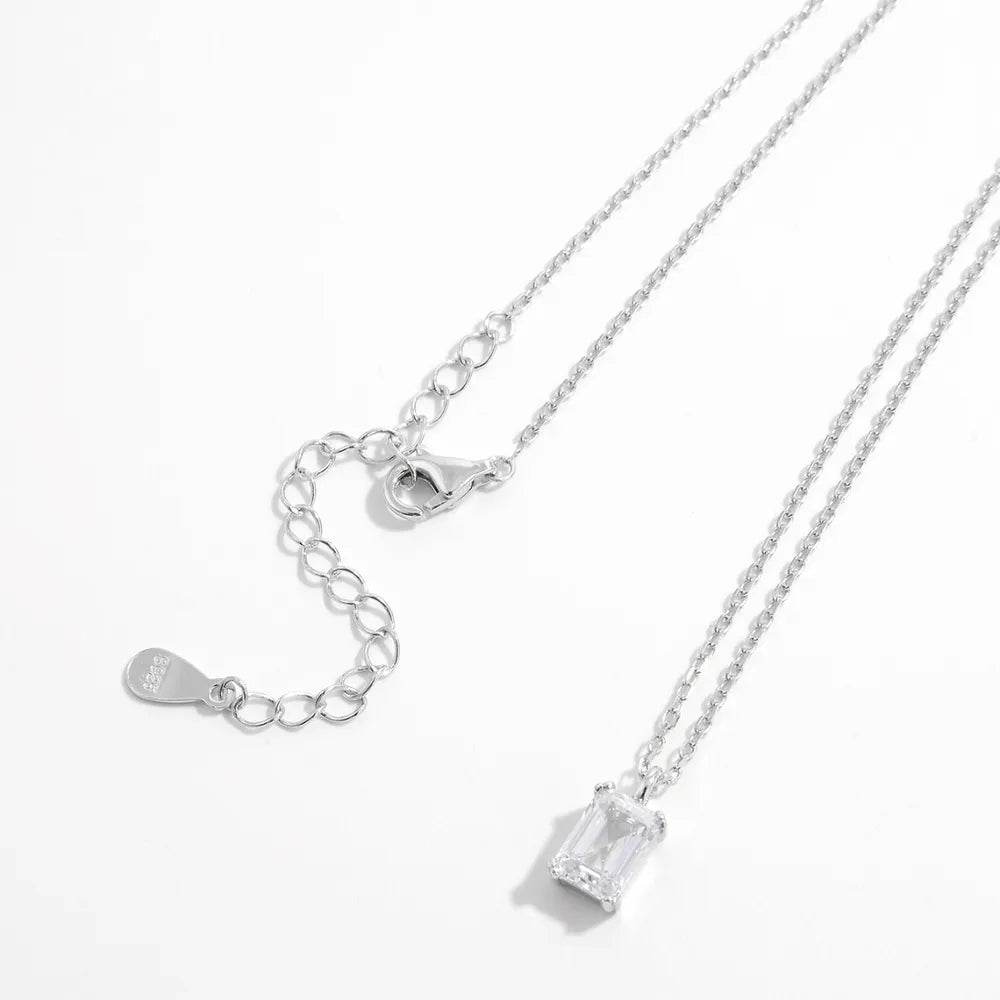 925 Sterling Silver Zircon Pendant Necklace - ELY VESSA LLC