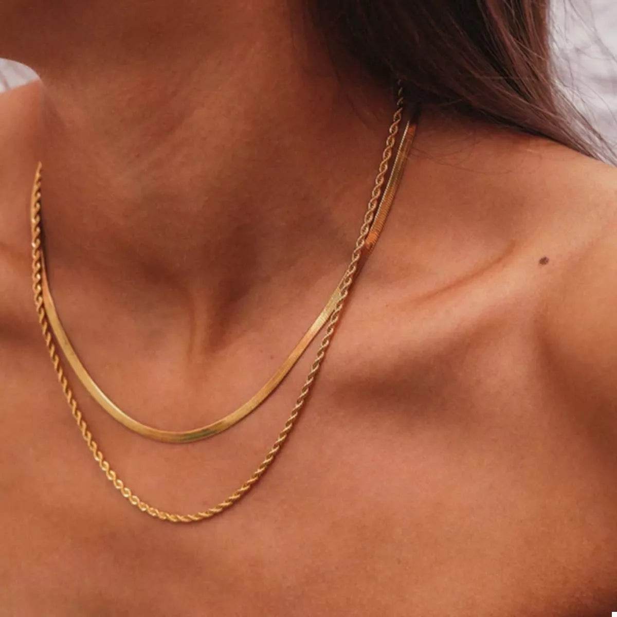 18K Gold-Plated Stainless Steel Layered Necklace - ELY VESSA LLC