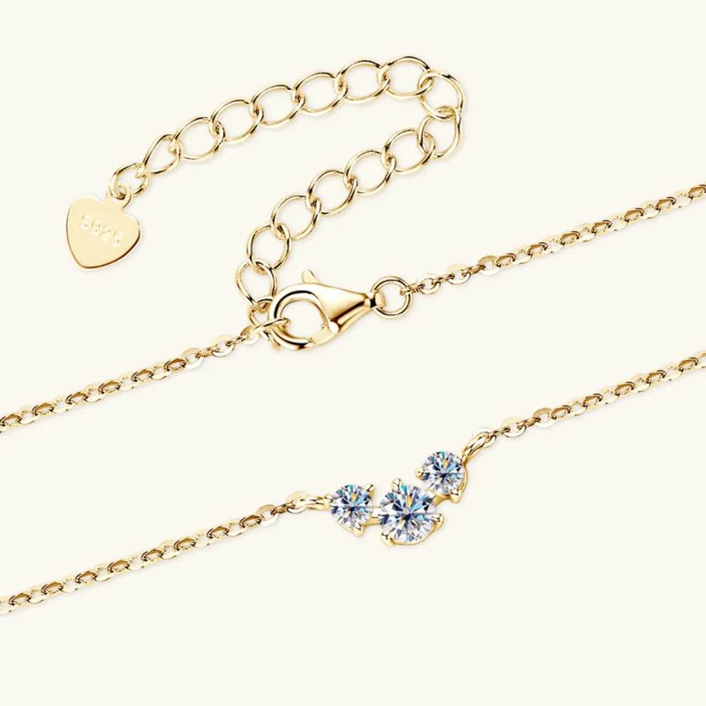 925 Sterling Silver Inlaid Moissanite Necklace - ELY VESSA LLC