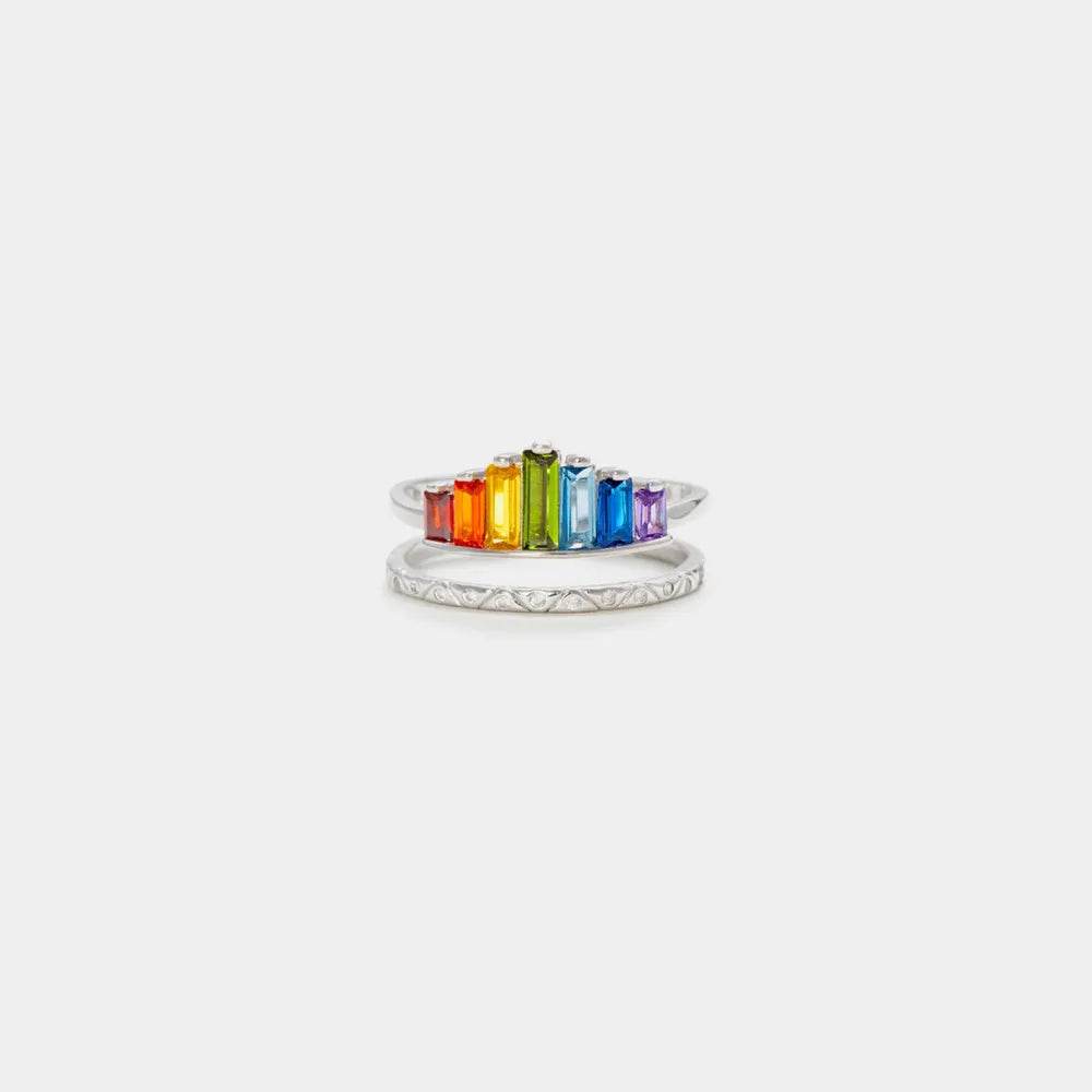 Zircon 925 Sterling Silver Double-Layered Ring - ELY VESSA LLC