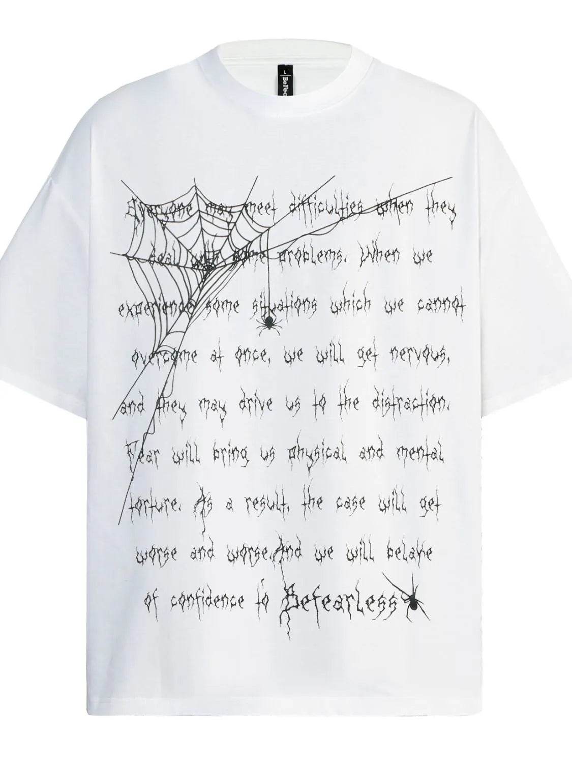 Men's Spider Web Letter Print Oversized T-Shirt - ELY VESSA LLC