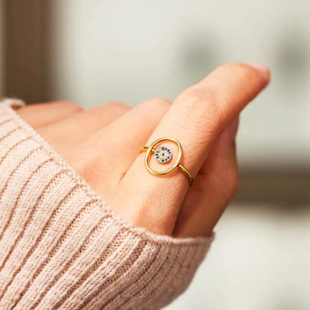 925 Sterling Silver Evil Eye Ring - ELY VESSA LLC