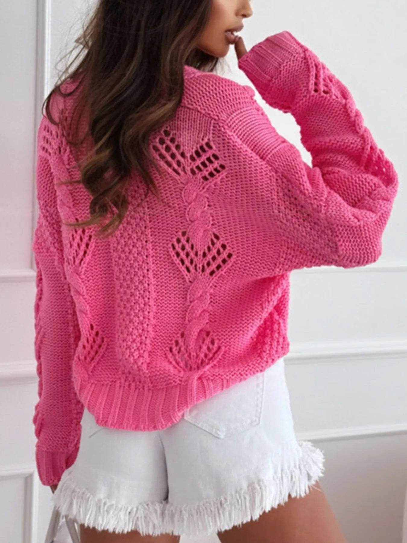Button Up V-Neck Cardigan - ELY VESSA LLC
