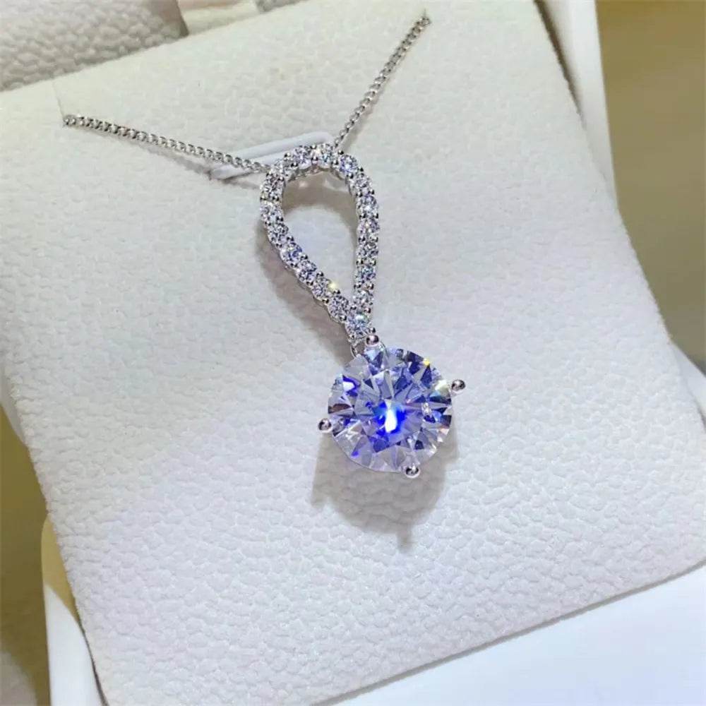 5 Carat Moissanite 925 Sterling Silver Teardrop Necklace - ELY VESSA LLC
