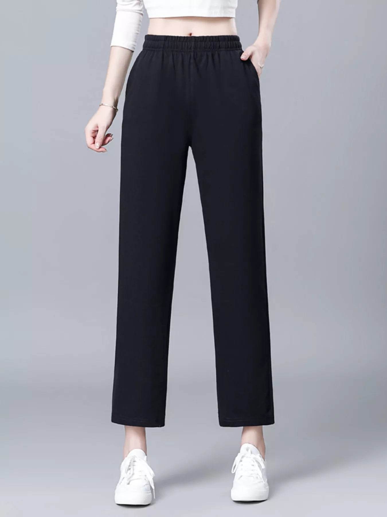 Elastic Waist Loose Fit Pants - ELY VESSA LLC