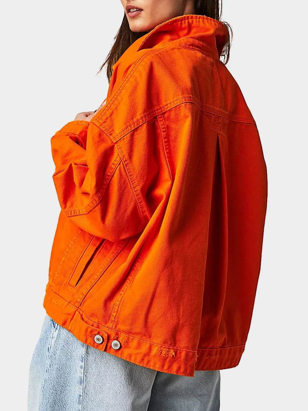 Button Up Long Sleeve Denim Jacket - ELY VESSA LLC