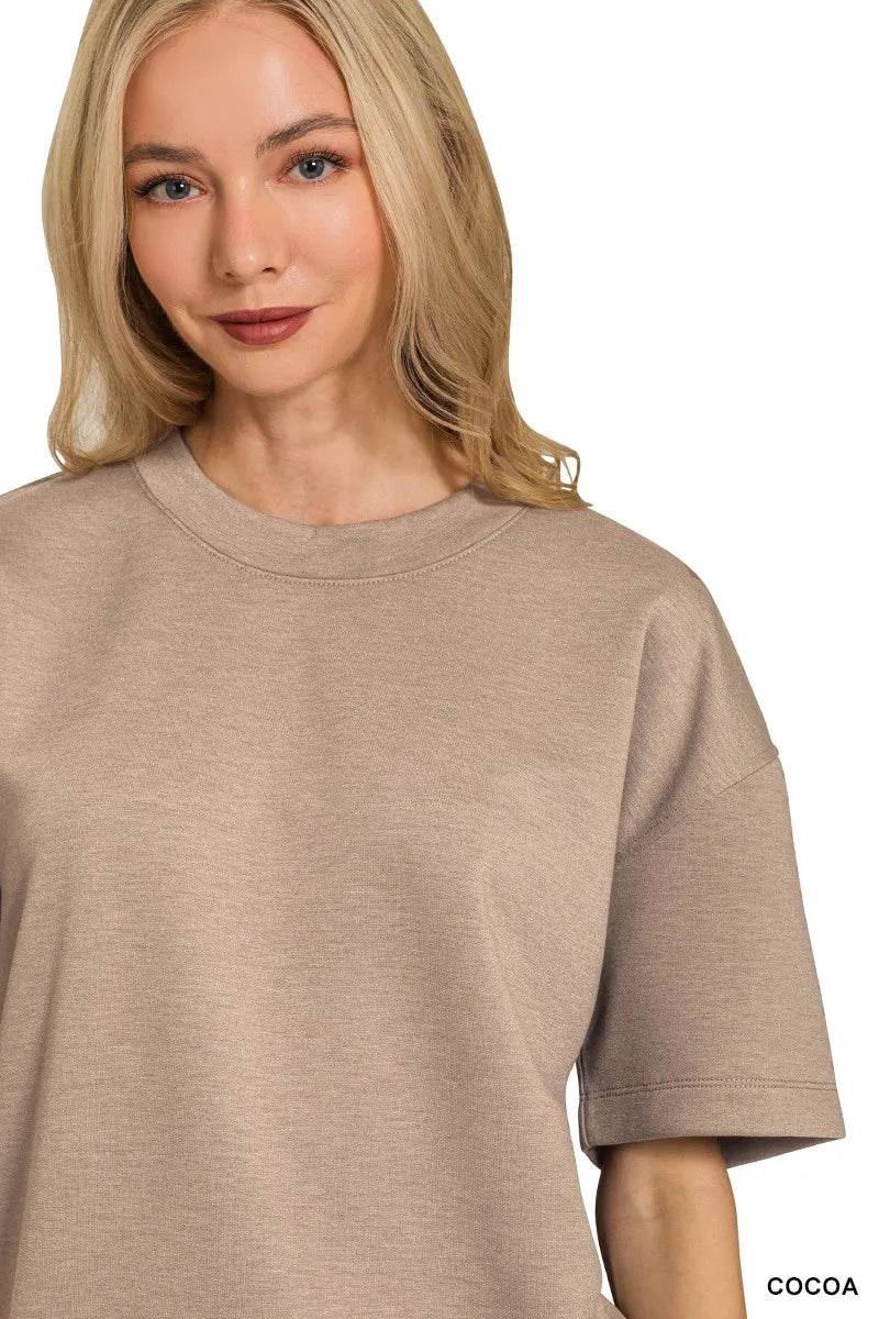 Zenana Scuba Short Sleeve Top & Shorts Set - ELY VESSA LLC