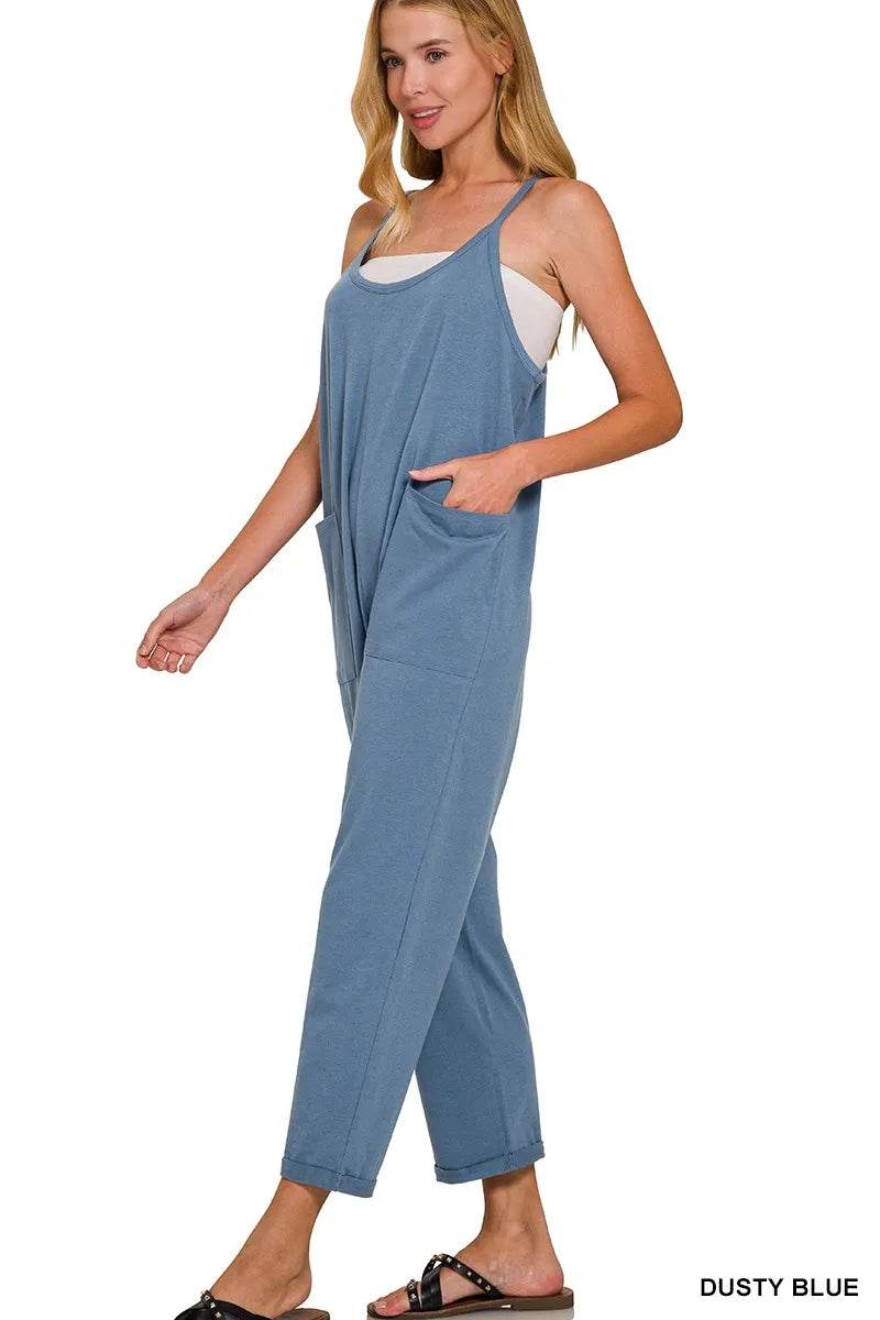 Zenana Spaghetti Strap Pocketed Jumpsuit - ELY VESSA LLC