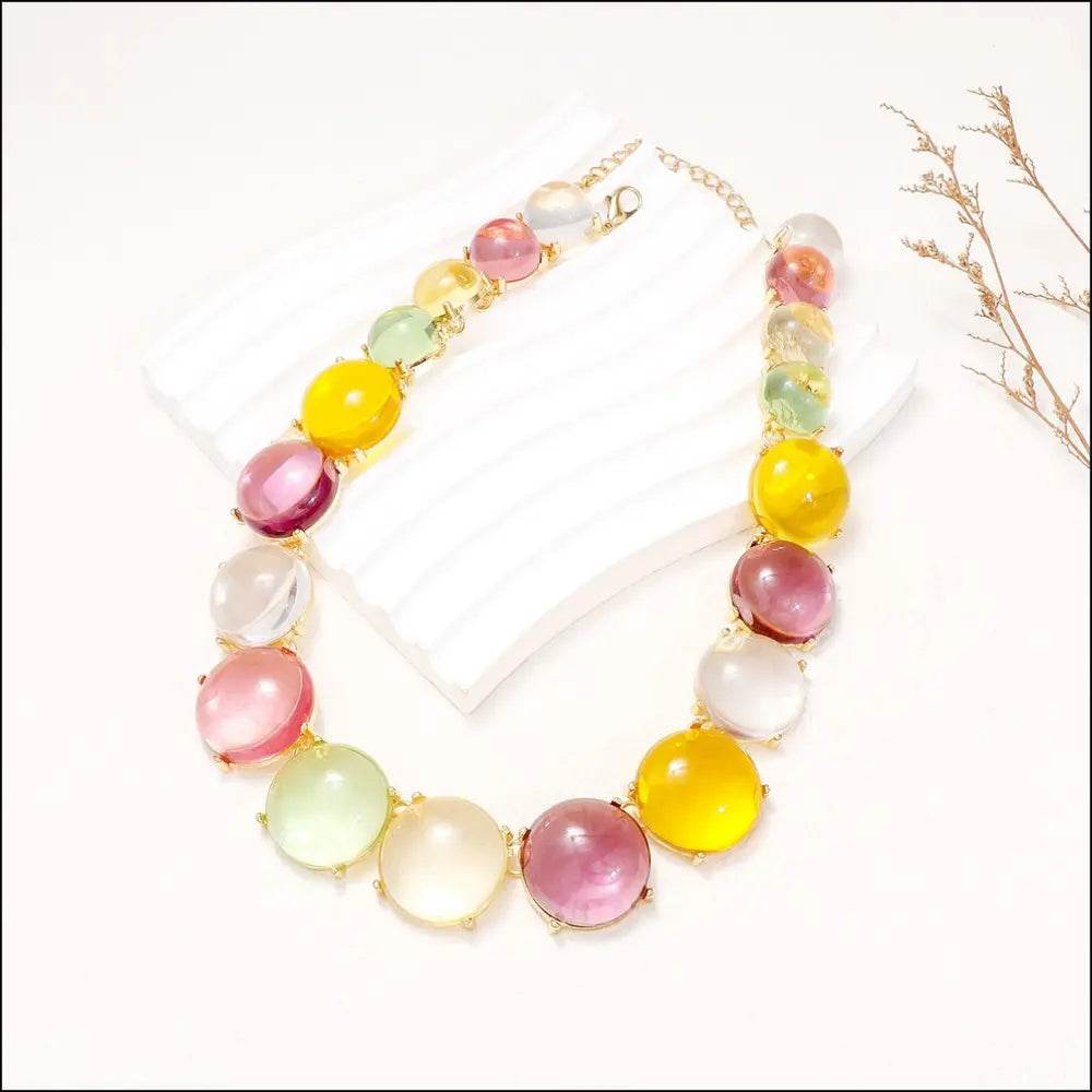 Alloy & Round Rhinestone Necklace - ELY VESSA LLC