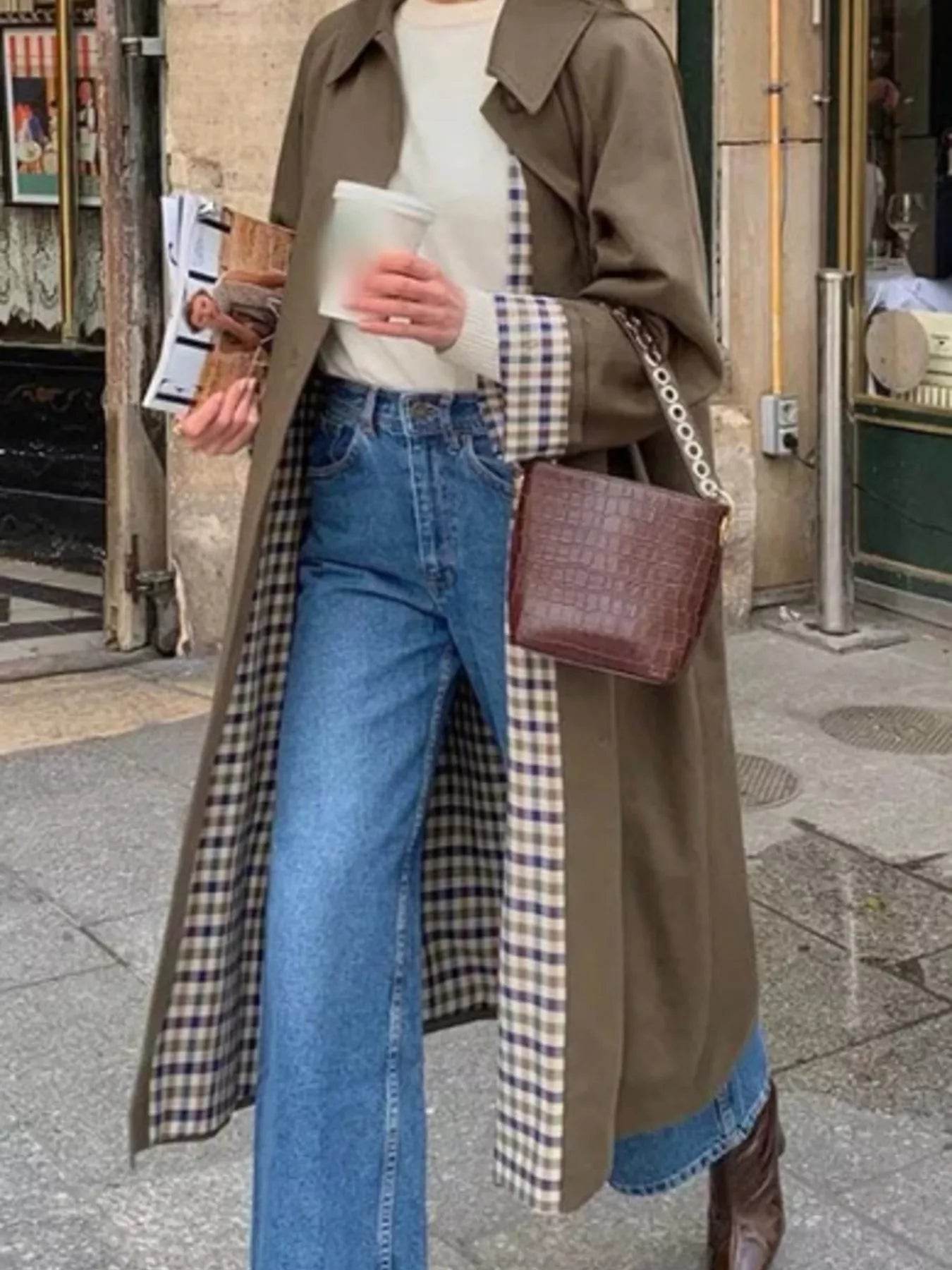 Button Up Raglan Sleeve Trench Coat - ELY VESSA LLC