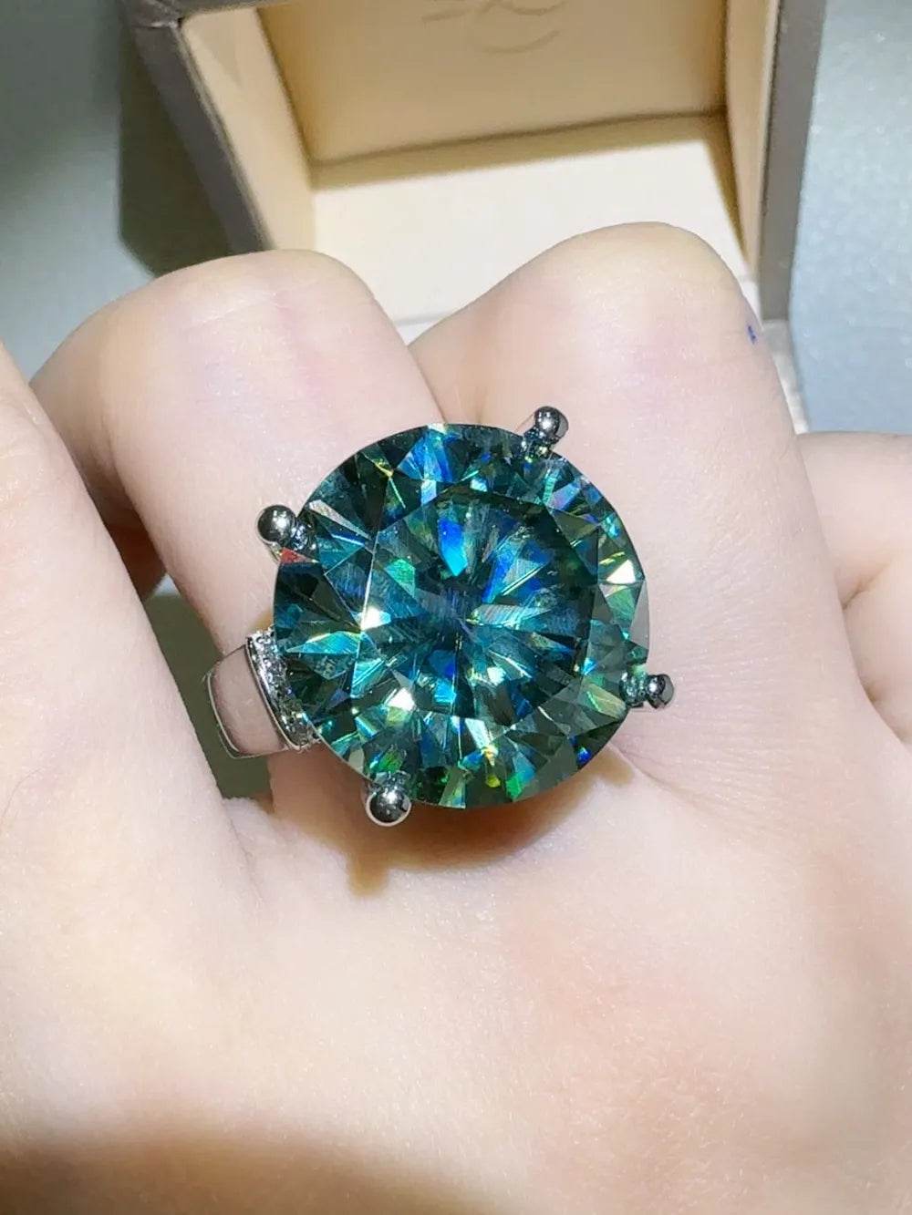 20 Carat Moissanite 925 Sterling Silver Ring - ELY VESSA LLC