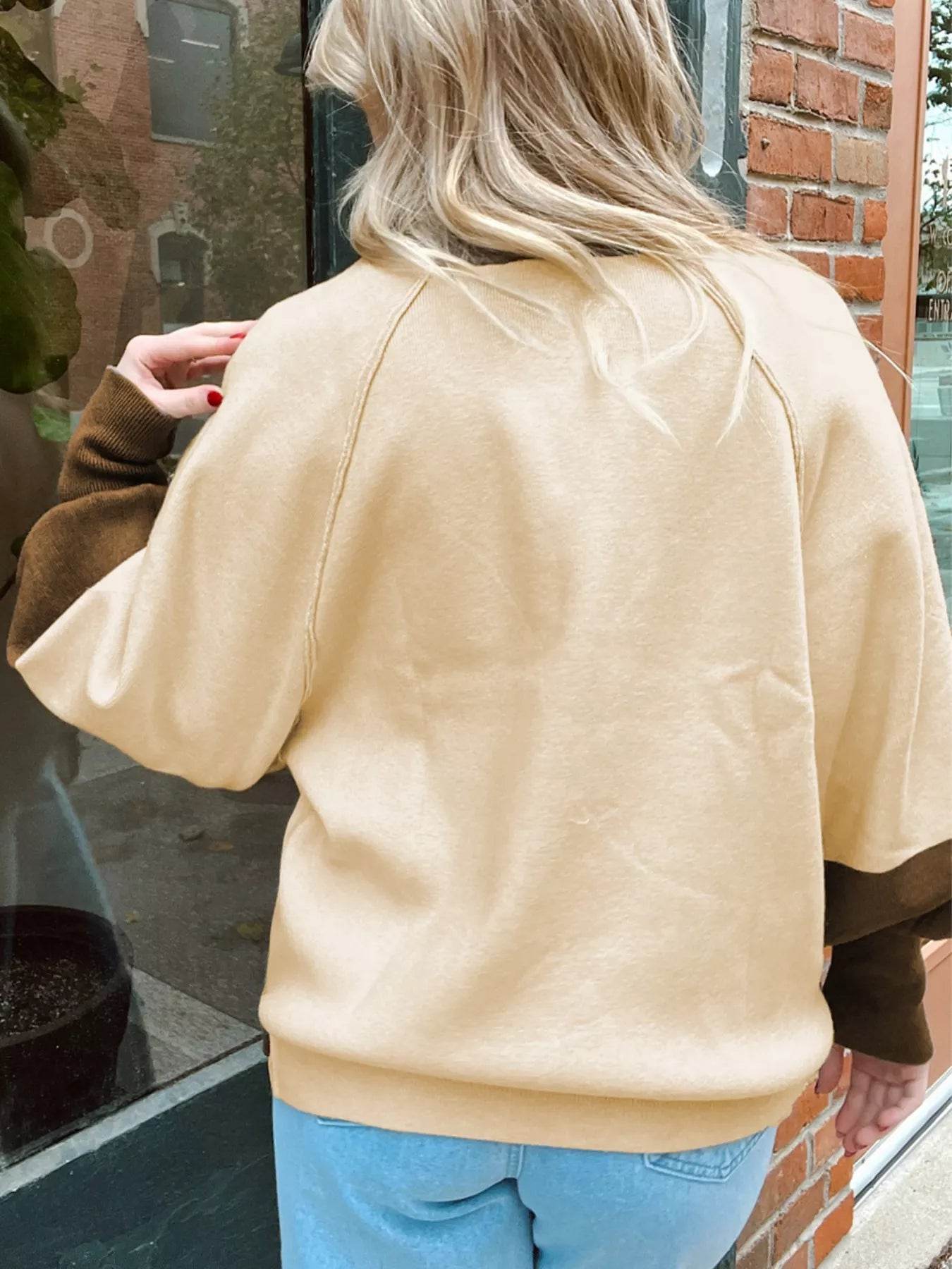 Color Block Mock Neck Long Sleeve Sweater - ELY VESSA LLC