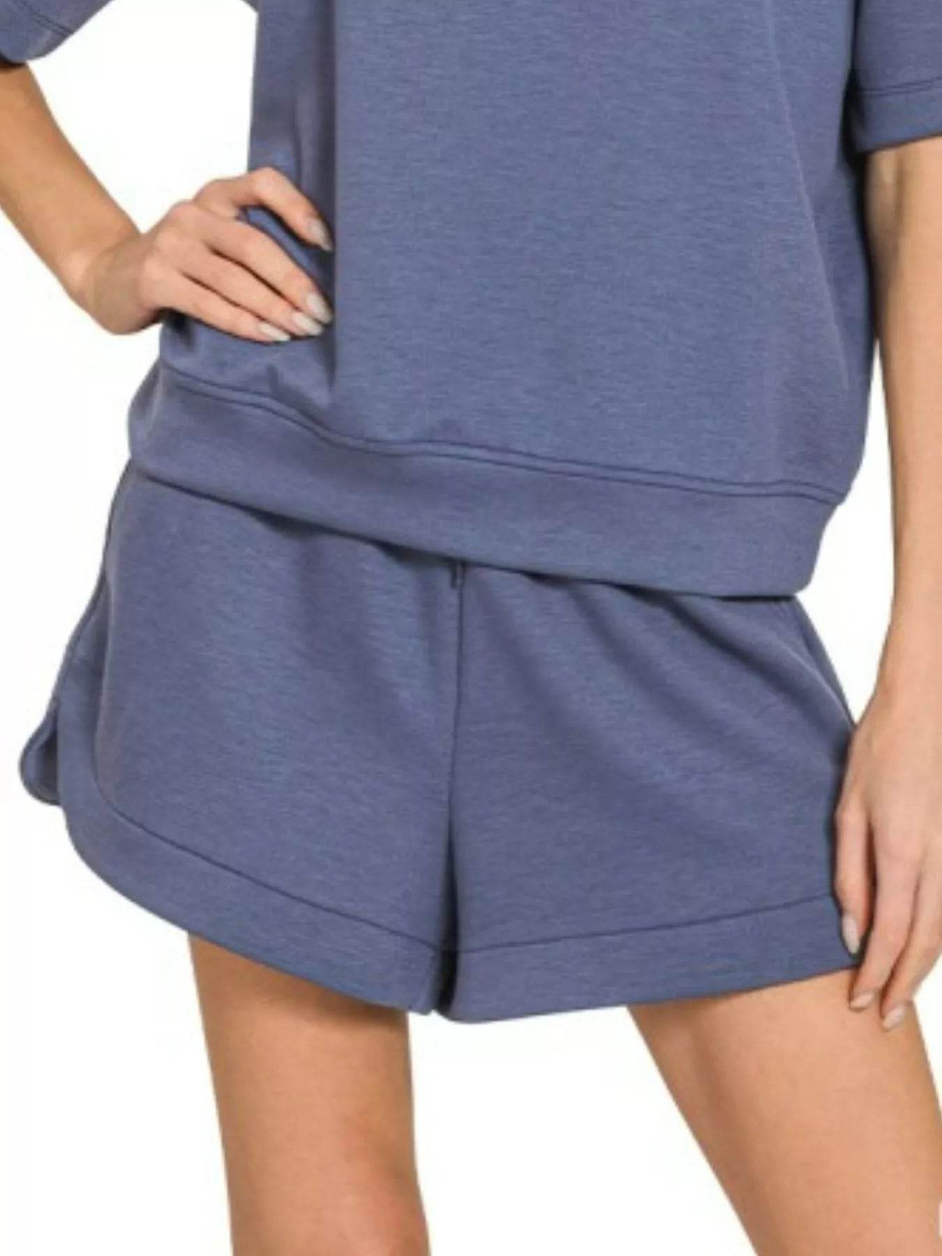 Zenana Scuba Short Sleeve Top & Shorts Set - ELY VESSA LLC