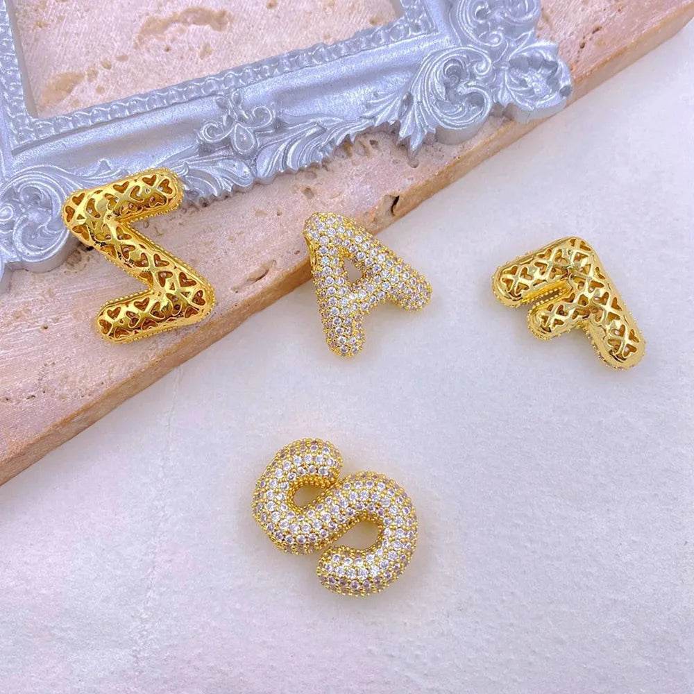 Inlaid Zircon Bubble Initial Necklace - ELY VESSA LLC