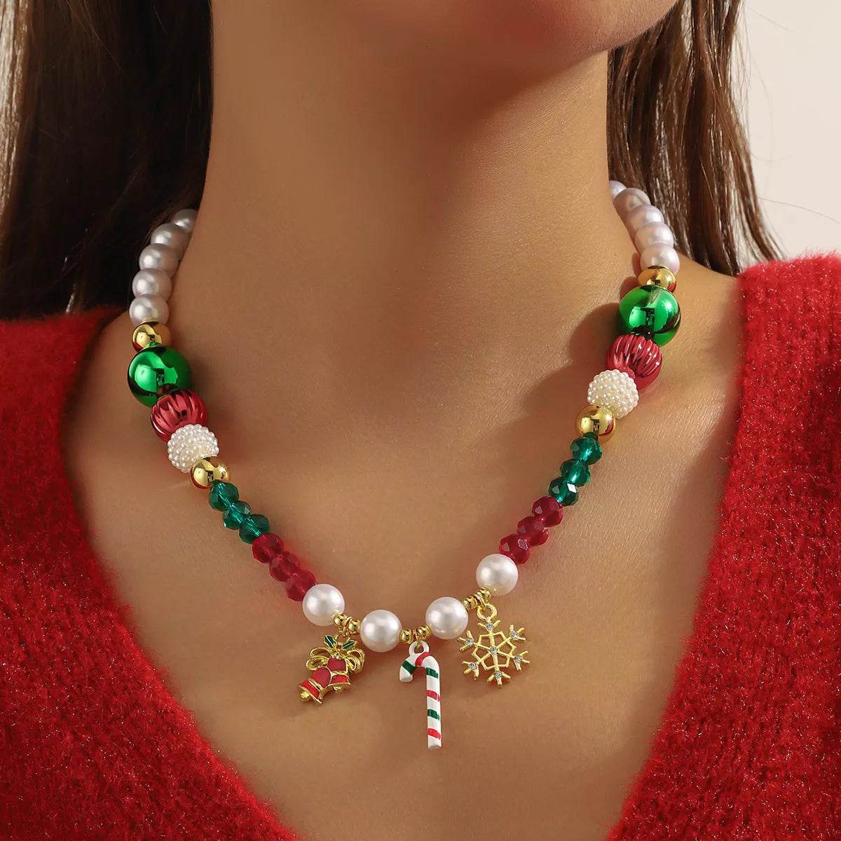 Christmas Acrylic Bead Charm Necklace - ELY VESSA LLC