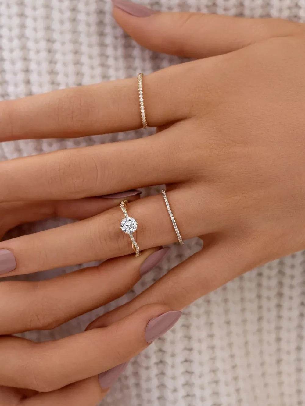 925 Sterling Silver Inlaid Zircon Ring - ELY VESSA LLC